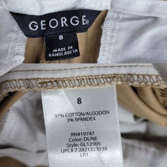 George Womens Pants Capris Dressy Casual Mid Rise Flat Front Light Camel 8 - Picture 3 of 6